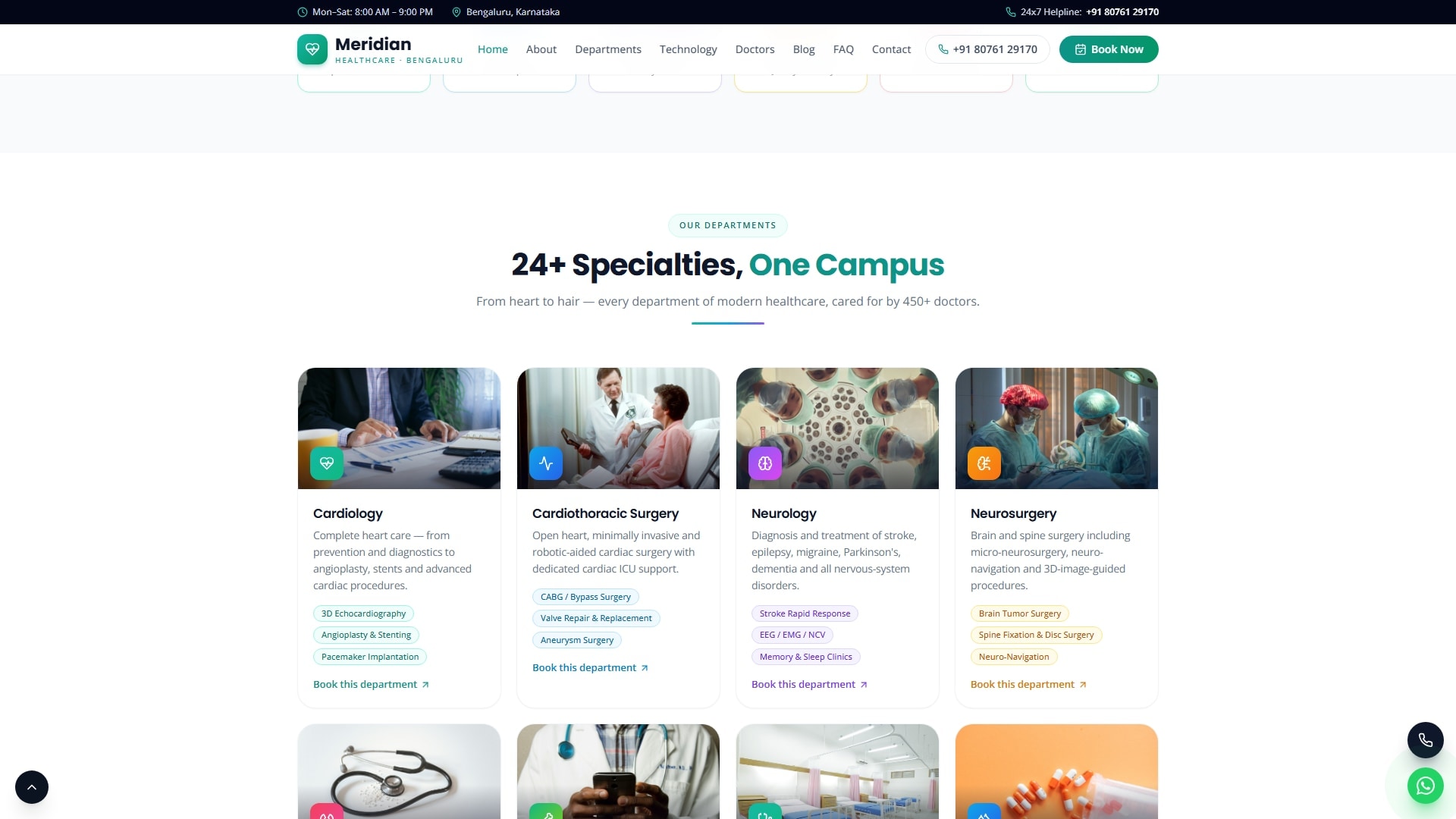 Meridian Healthcare - Multi-Specialty Hospital Network website by Zorvent