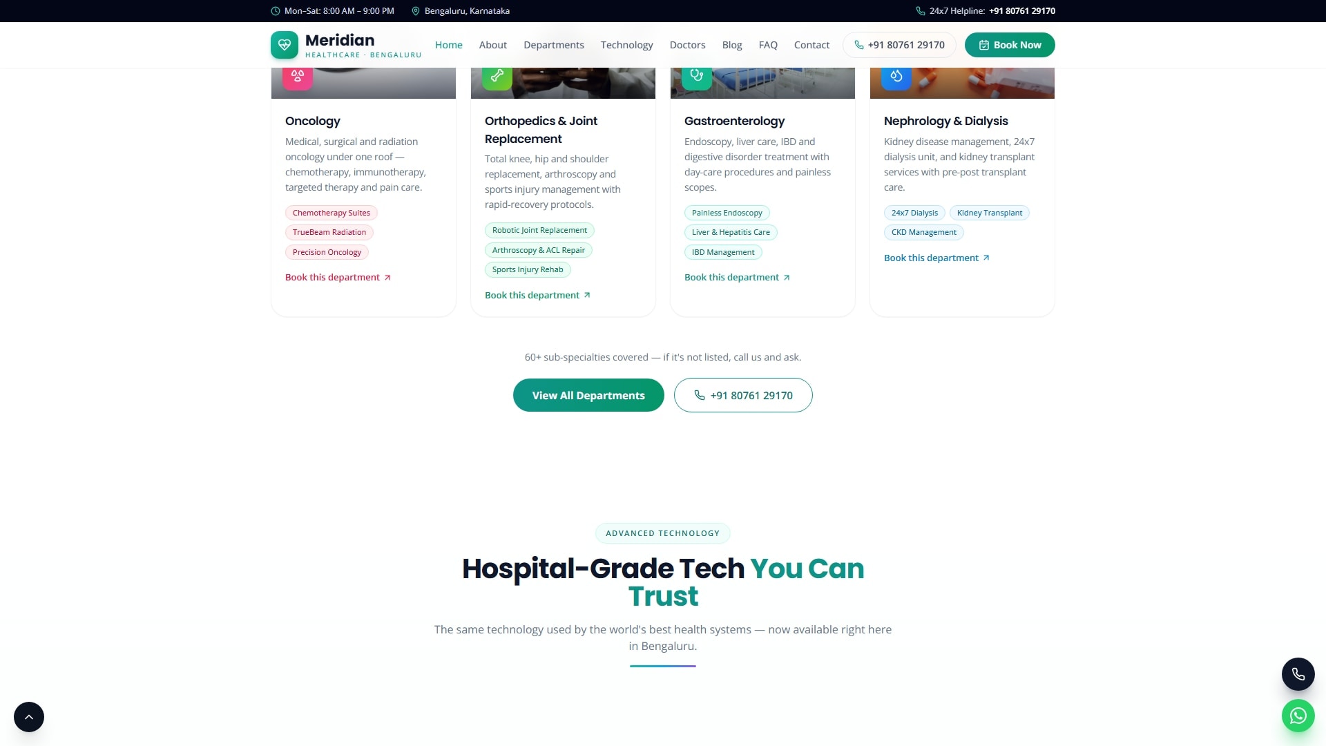 Meridian Healthcare - Multi-Specialty Hospital Network website by Zorvent