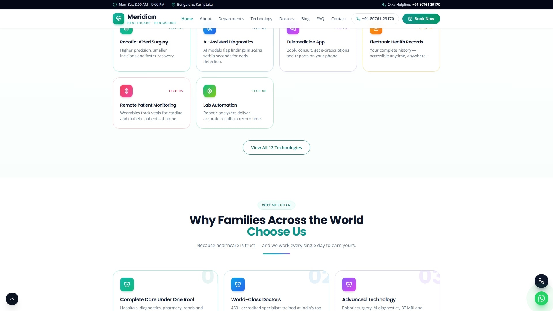 Meridian Healthcare - Multi-Specialty Hospital Network website by Zorvent