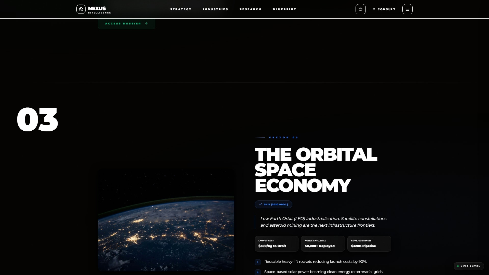 NEXUS Intel - Research & Intelligence Platform website by Zorvent